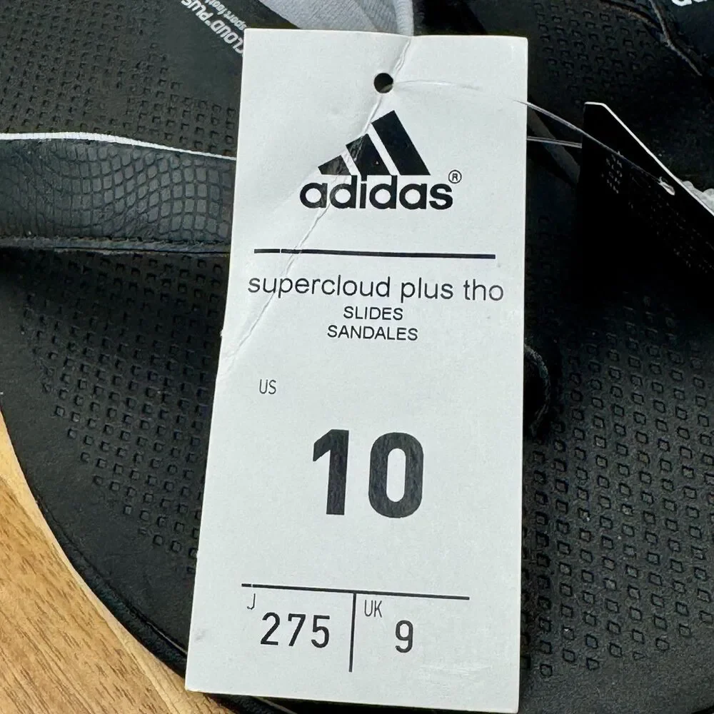 ADIDAS Super Cloud Men's Size 10 Black Flip Flop Sandals Supercloud Plus NWT!
